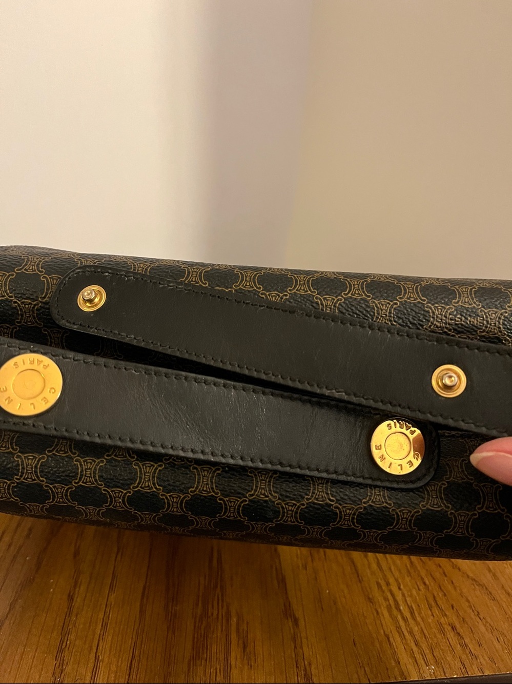 CELINE Brown Patterned Bag with Gold Accents - Picture 12 of 14